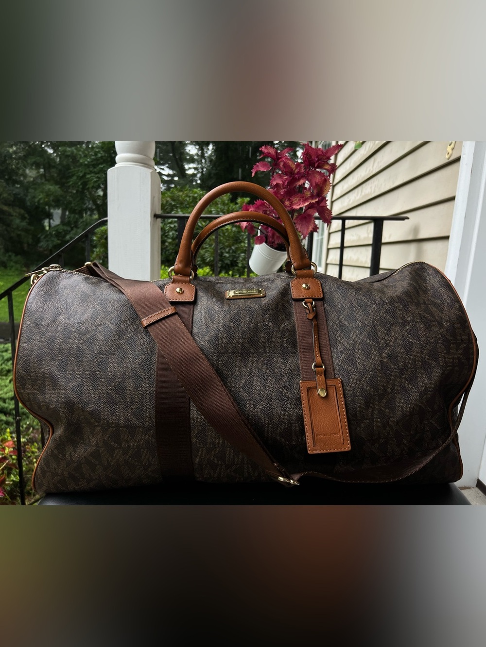 Michael Kors Dark Brown Monogram Weekend Duffle bag